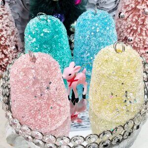 Pastel Gumdrop Christmas Ornaments Sugarcoat Rock Candy Bakery Candyland